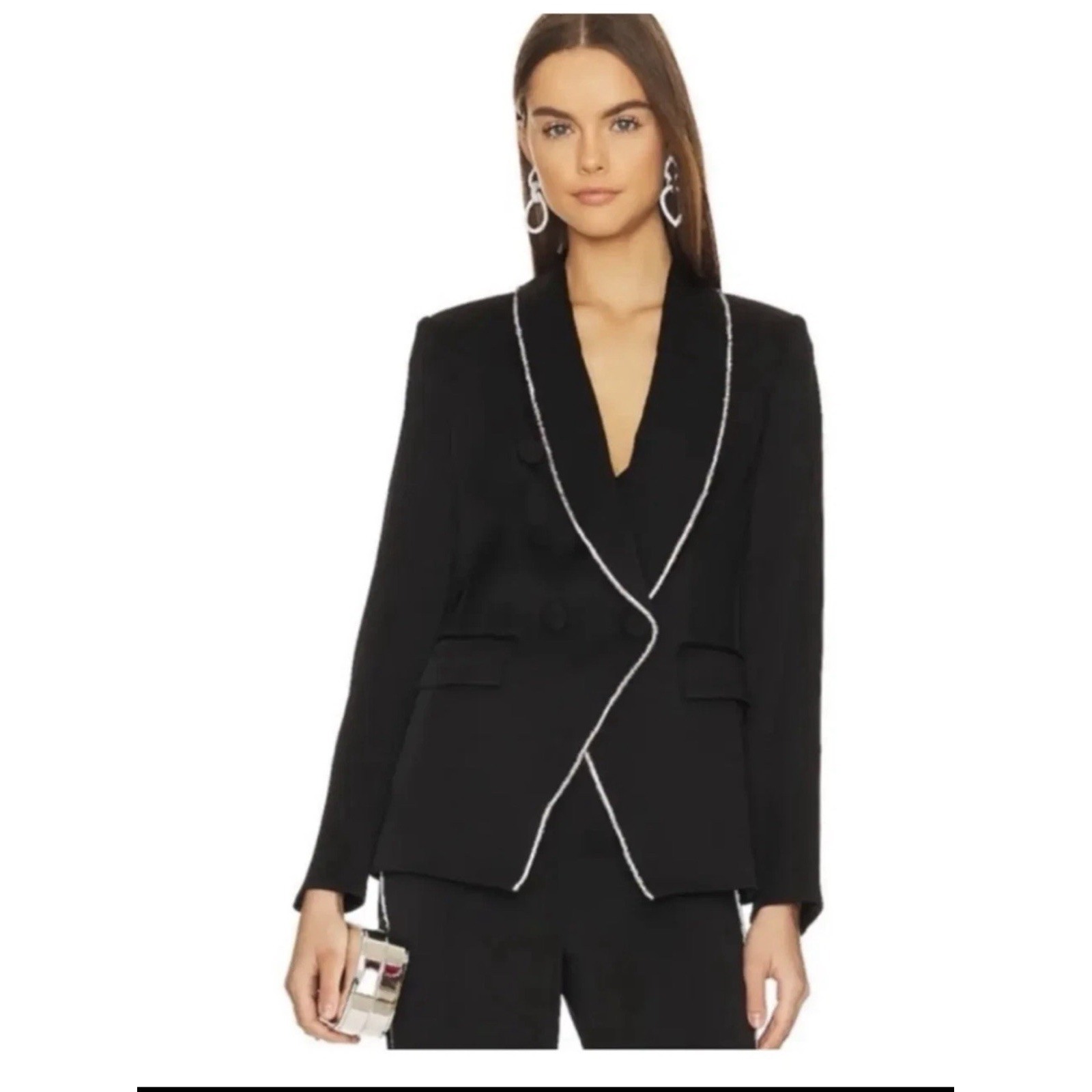 Veronica Beard Jagger Dickey Jacket/Blazer Diamond Embellished Piping Size 6
